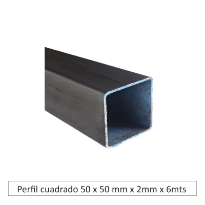 Perfil cuadrado 50 x 50 mm x 2mm x 6mts.