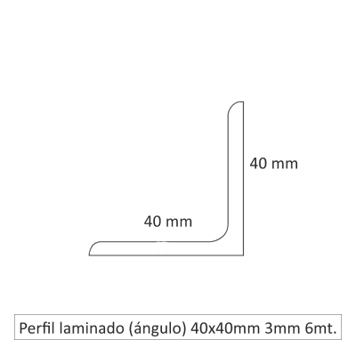 Perfil Laminado (ángulo) 40 x 40 mm x 3mm x 6mts.