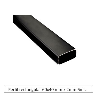 Perfil rectangular 60 x 40mm x 2mm x 6mts.