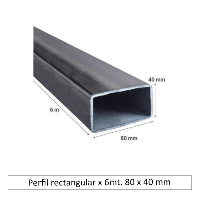 Perfil rectangular x 6mt. 80 x 40 mm