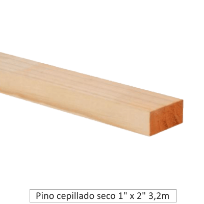 Pino Cepillado seco 1 x 2