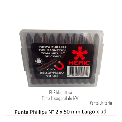 Punta Phillips N° 2 x 50 mm largo