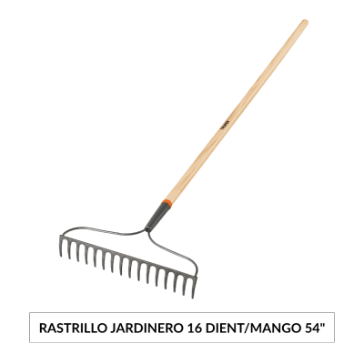 Rastrillo Jardinero 16 dientes Mango 54