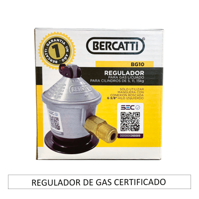 Regulador para gas c/salida flexible 3/8 Hilo izq.