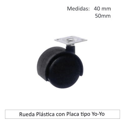 RUEDA PLASTICA C/PLACA TIPO YO-YO