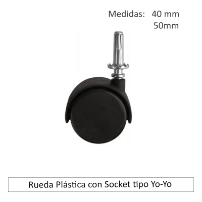 RUEDA PLASTICA C/SOCKET TIPO YO-YO