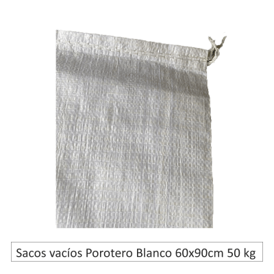 Sacos vacíos Porotero Blanco 60x90cm para 50 kg
