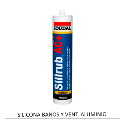Silicona Baños y Vent: ALUMINIO. 280cc Soudal