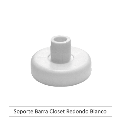 Soporte barra para closet Redondo Blanco