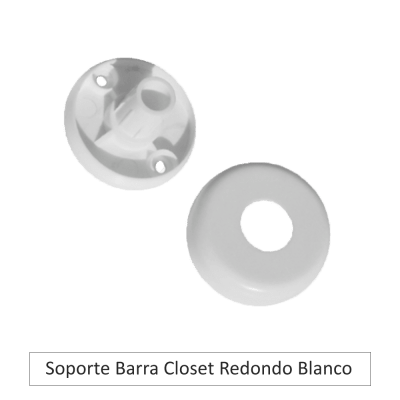 Soporte barra para closet Redondo Blanco