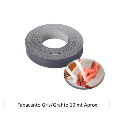 Tapacanto Melamina Gris/Grafito 10 mt Aprox.