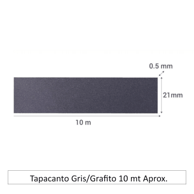 Tapacanto Melamina Gris/Grafito 10 mt Aprox.