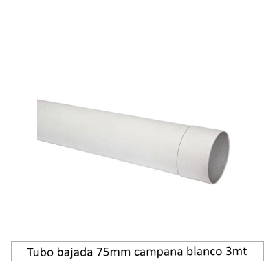 Tubo bajada 75mm campana blanco 3mt