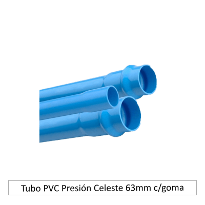 Tubo PVC Presión Celeste 63mm c/goma