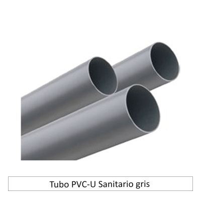 Tubo PVC-U Sanitario gris x 1 mt