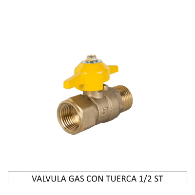VALVULA GAS CON TUERCA 1/2 ST