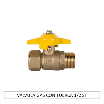 VALVULA GAS CON TUERCA 1/2 ST