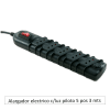 Alargador electrico c/luz piloto 5 pos 3 mts Rittig Negro1