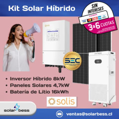 Kit Solar Híbrido 8kW Solis AFCI con Batería de Litio 16kWh