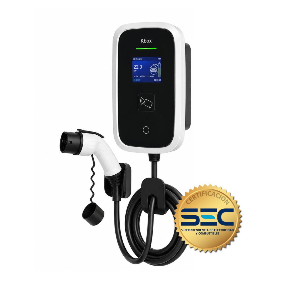 Cargador Auto Electrico domiciliario Wallbox AC, 22kW, tipo 2, OCPP1