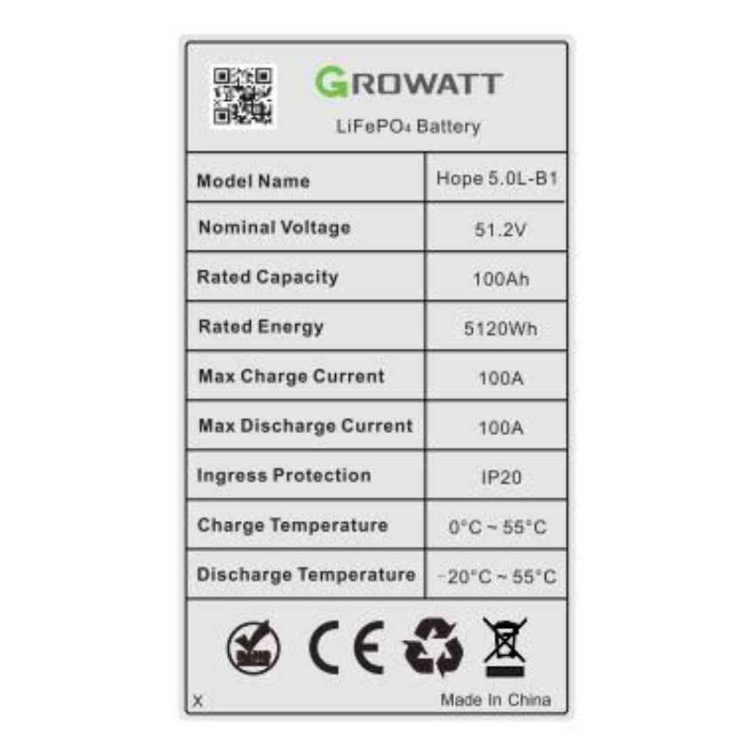 Batería de Litio 5.0kWh Growatt Hope 5.0L-B11