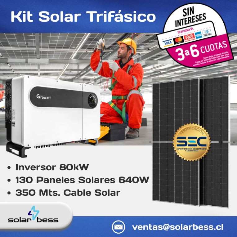 Kit On Grid Trifásico 80kW Growatt AFCI1