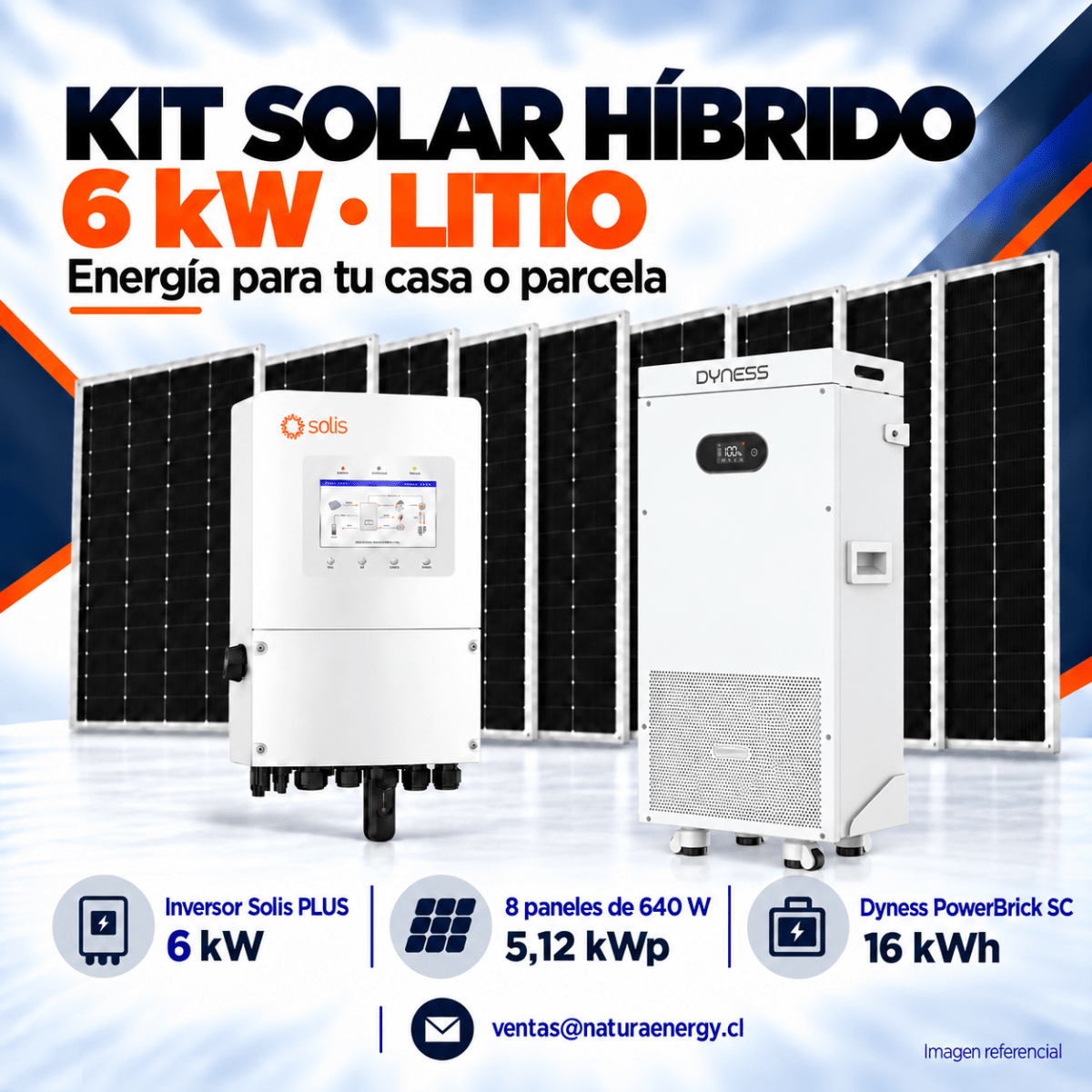 Kit Solar Híbrido 6kW Litio Solis1