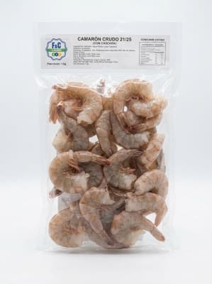 Camarón crudo cáscara 21/25 1 kg.1