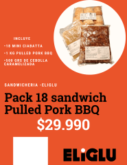 Pack 18 sandwich pulled pork BBQ