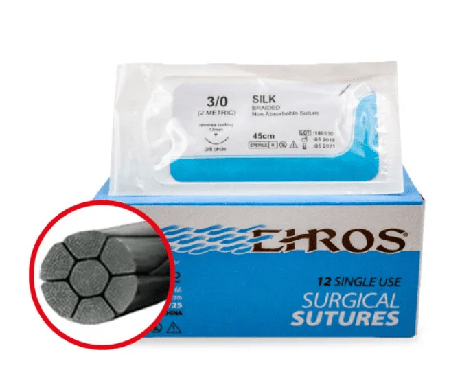 Sutura de seda negra estéril triangular 3/8 3.01