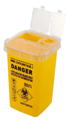Contenedor de Desechos Cortopunzantes Amarillo (1 Litro)1