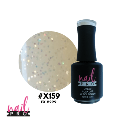 Esmalte Permanente X159 (ex229) Blanco traslúcido con micro glitter1