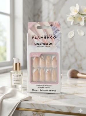 UÑAS PRESS ON Gold & Nude1