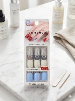 UÑAS PRESS ON Sky & Silver1