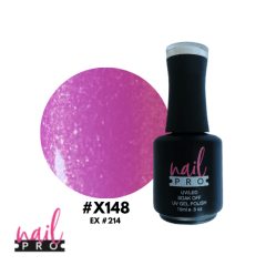 Esmalte Permanente X148 (ex214) Fucsia lila micro glitter