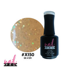 Esmalte Permanente X150 (ex217) Amarillo Pastel con glitter