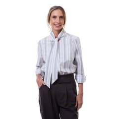 Blusa Niebla gris y blanco