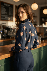 Blusa Siena flores azul