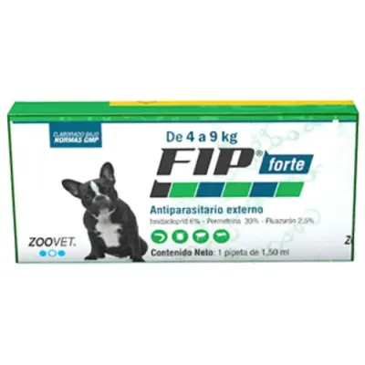 ZOOVET FIP FORTE DE 4 A 9KG ( FLUAZURÓN, IMIDACLOPRID Y PERMETRINA) - 1 PIPETA 1.5 ML1