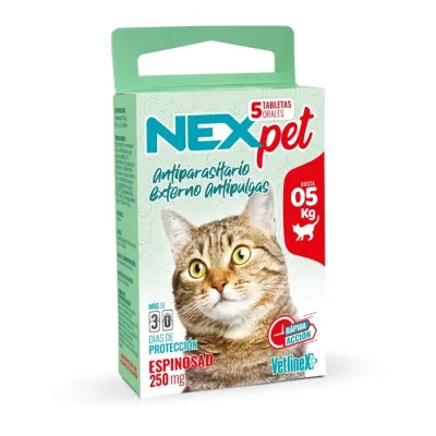 VETLINEX NEX PET GATO PASTILLA ANTIPULGAS PARA 5 KG X 1 UN.1