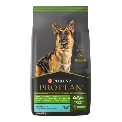 PRO PLAN SENSITIVE SKIN AND STOMACH RAZAS MEDIANAS Y GRANDES 12 KG1