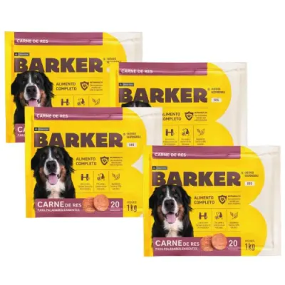 COMBO BARKER PERRO CARNE DE RES 20 HAMBURGUESAS 1KG (4 UNIDADES)1