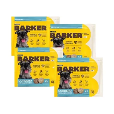 COMBO BARKER PERRO CORDERO HIPOALERGÉNICO 20 HAMBURGUESAS 1KG (4 UNIDADES)1