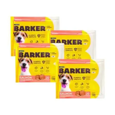 COMBO BARKER PERRO SALMÓN HIPOALERGÉNICO 20 HAMBURGUESAS 1KG (4 UNIDADES)1