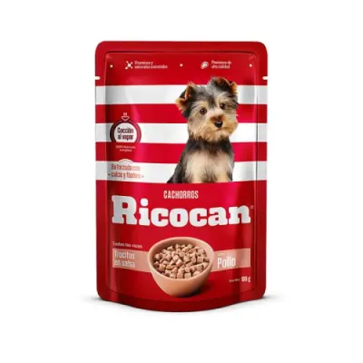 RICOCAN CACHORRO TROCITOS DE POLLO EN SALSA POUCH 100GR1