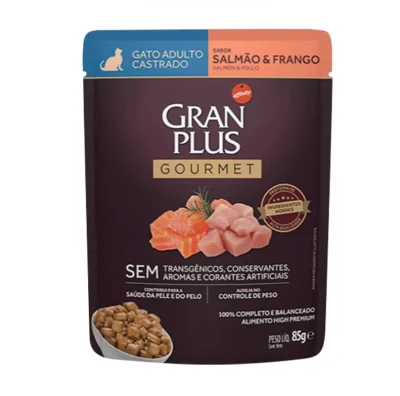 GRAN PLUS GATO GOURMET ADULTO CASTRADO SALMON Y POLLO 85GR1