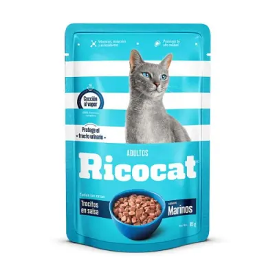 RICOCAT ADULTO TROCITOS MARINO EN SALSA POUCH 85GR1