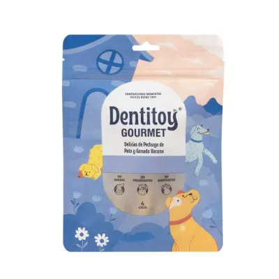 DENTITOY GOURMET DELICIAS DE PECHUGA DE PATO Y VACUNO X 4 UNID1