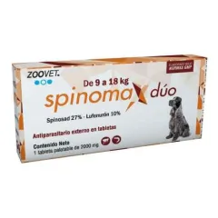 SPINOMAX DUO 9 A 18 KG (ANTIPARASITARIO EXTERNO ORAL A BASE DE SPINOSAD + LUFENURÓN)  - 1 UNID