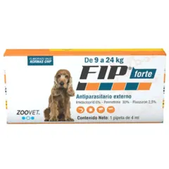 ZOOVET FIP FORTE DE 9 A 24KG ( FLUAZURÓN, IMIDACLOPRID Y PERMETRINA) - 1 PIPETA 4 ML